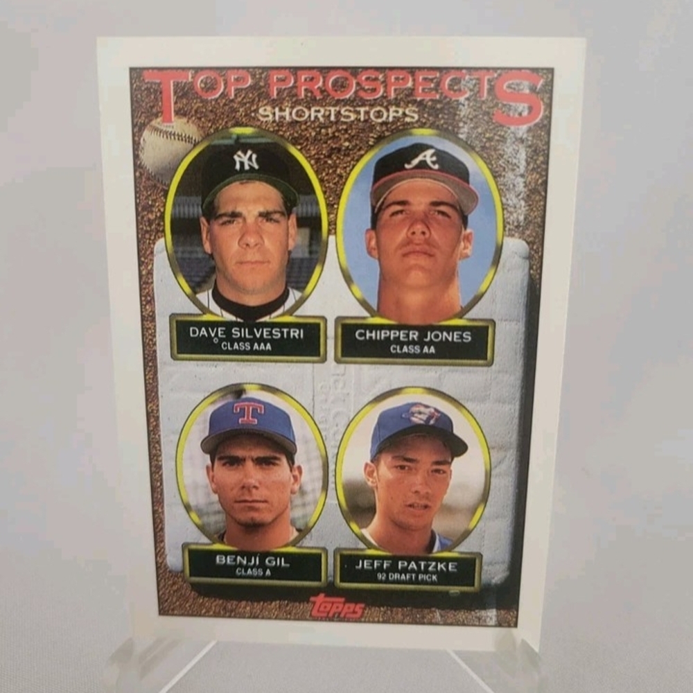 Topps 1993 ' Topps Prospects ' Chipper Jones, Benji Gill, Jeff Patzke #529